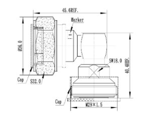 Winkel Koax adapter 7-16 Stecker / 7-16 Kuppler