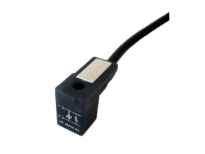 umspritzter Magnetventilstecker Bauform C P9,4 Länge=3 m, PVC H05VV-F , mit LED